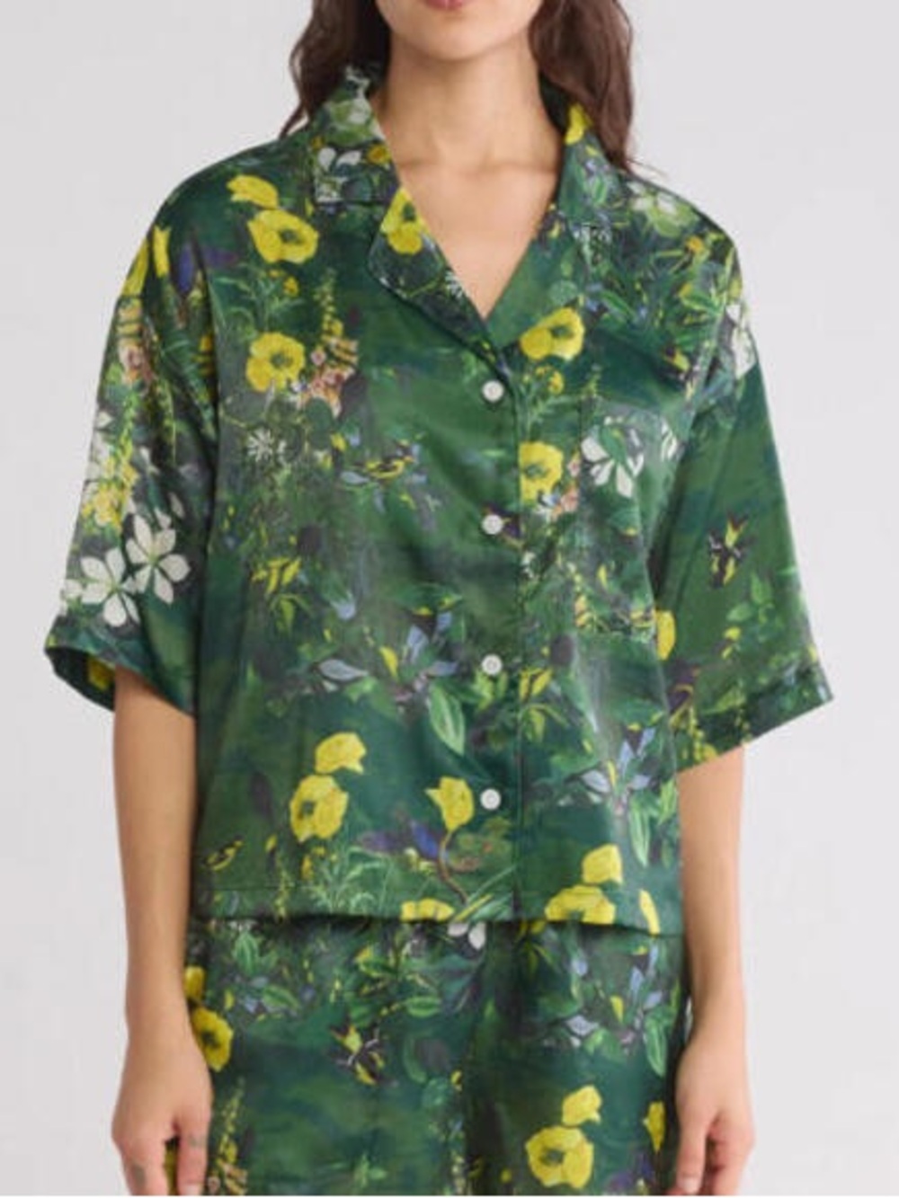 Ted Baker Satin Tropical Jungle Print Pajama Set Womens Medium